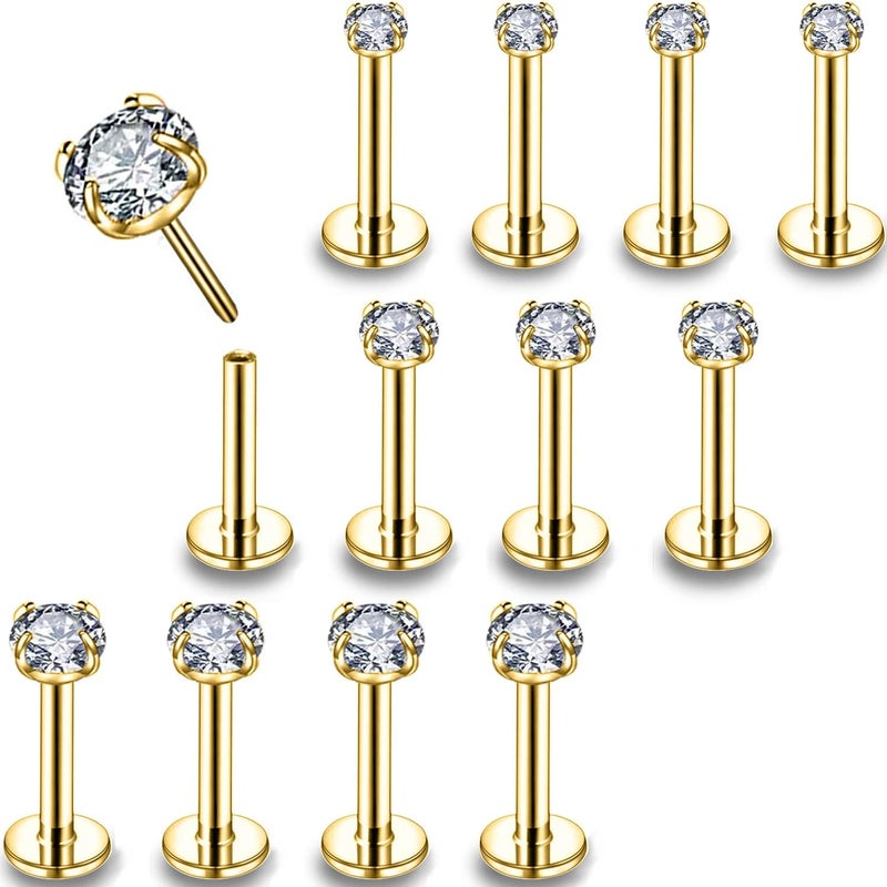 PunkTracker 16g/18g/20g Threadless Lip Rings Tragus Earrings Surgical Steel Helix Conch Cartilage Earrings Monroe Piercing Jewelry for Women Men Labret Studs - Image 1
